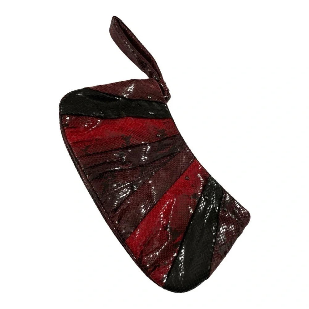 Nine West Faux Reptile Clutch Wristlet Bordeaux  Purple Ombré Party Night Out
